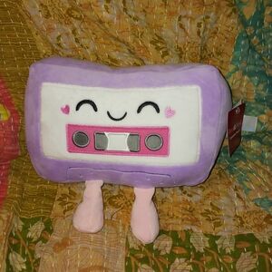 Retro 80s Kawaii Purple Cassette Tape Plush Stuffed Animal